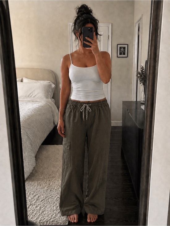 aerie Pants - Aerie Olive Cargo Lounge Pants - Casual Wide Leg